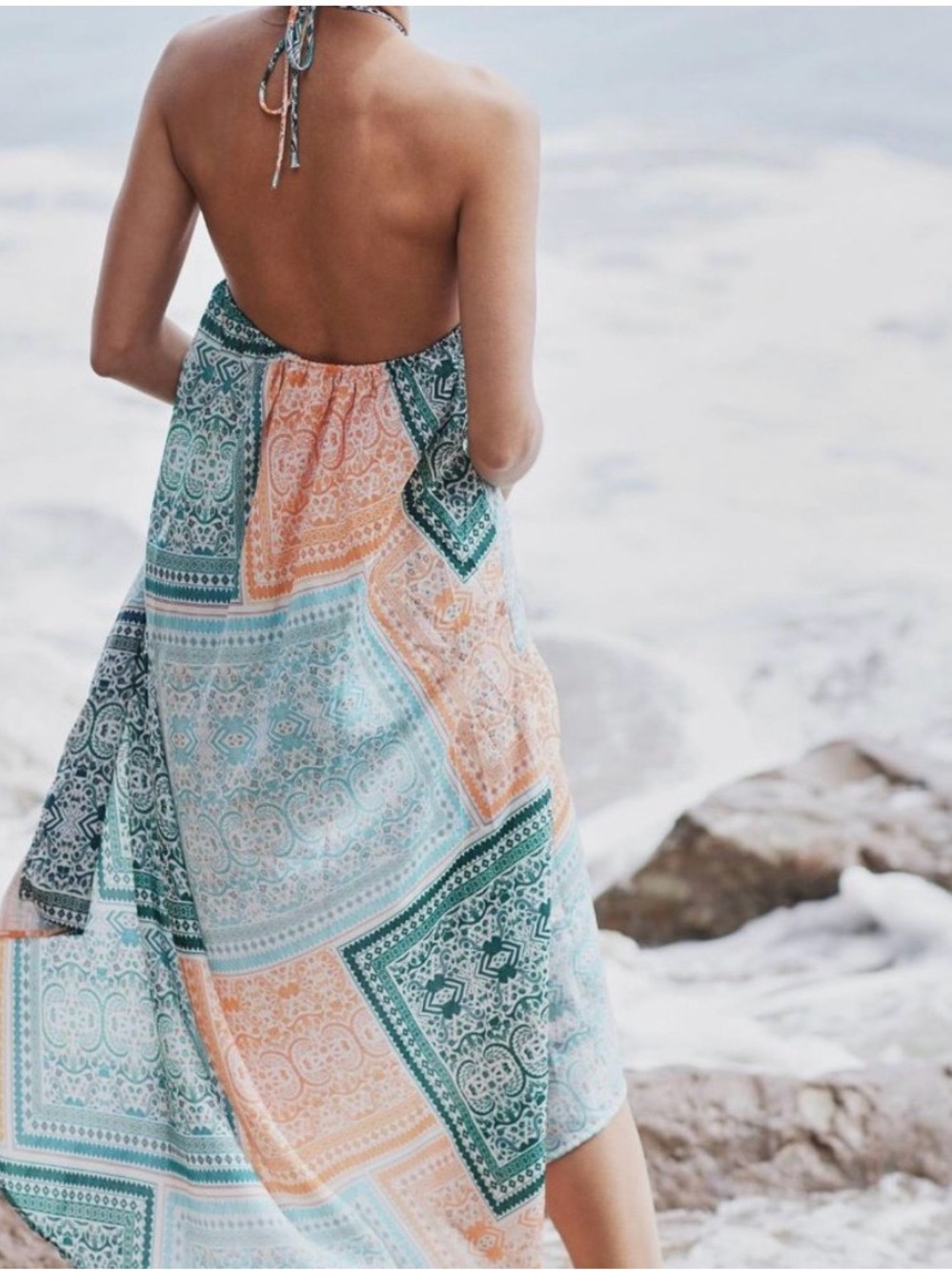 Anthropologie Split Halter Top/Sarong Swim cover up dress
